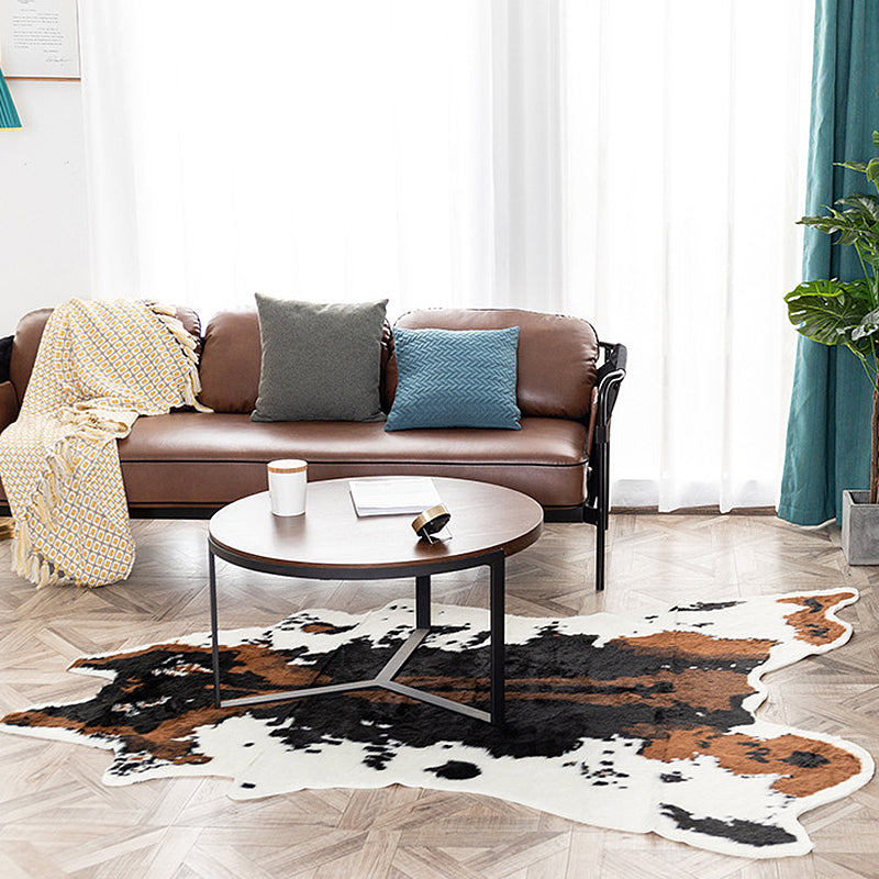 Stylish Cow Skin Pattern Rug Black Nordic Rug Polyester Washable Non-Slip Pet Friendly Carpet for Living Room Black Clearhalo 'Area Rug' 'Casual' 'Rugs' Rug' 1870104