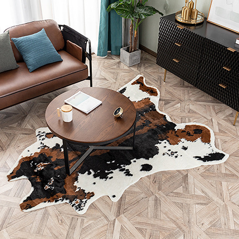 Stylish Cow Skin Pattern Rug Black Nordic Rug Polyester Washable Non-Slip Pet Friendly Carpet for Living Room Clearhalo 'Area Rug' 'Casual' 'Rugs' Rug' 1870105