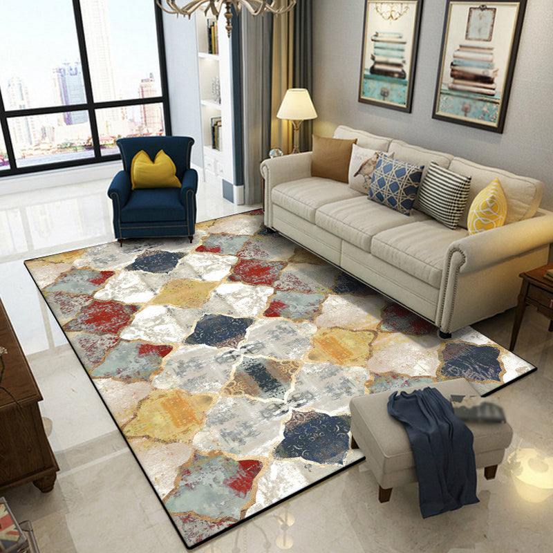 Multicolor Geometrical Ogee Indoor Rug Synthetics Moroccan Rug Anti-Slip Backing Rug for Decoration Grey Clearhalo 'Area Rug' 'Moroccan' 'Rugs' Rug' 1870110