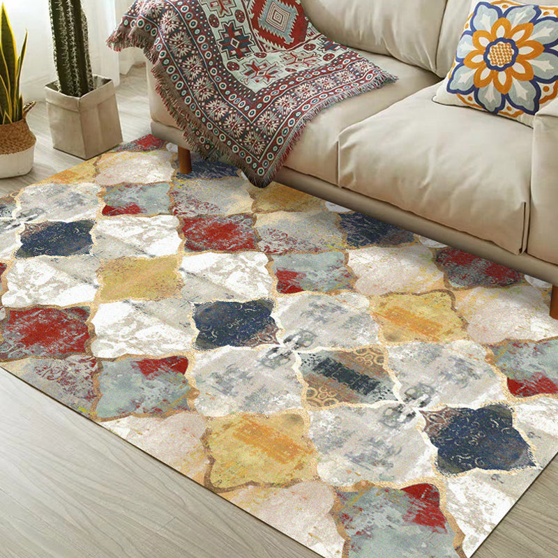 Multicolor Geometrical Ogee Indoor Rug Synthetics Moroccan Rug Anti-Slip Backing Rug for Decoration Clearhalo 'Area Rug' 'Moroccan' 'Rugs' Rug' 1870111