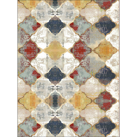 Multicolor Geometrical Ogee Indoor Rug Synthetics Moroccan Rug Anti-Slip Backing Rug for Decoration Clearhalo 'Area Rug' 'Moroccan' 'Rugs' Rug' 1870112