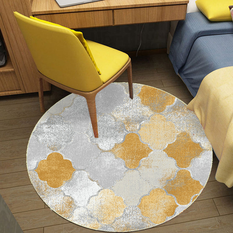 Gold Geometrical Ogee Pattern Rug Synthetics Moroccan Area Carpet Washable Pet Friendly Rug for Decoration Clearhalo 'Area Rug' 'Moroccan' 'Rugs' Rug' 1870120