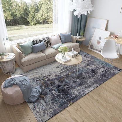 Industrial Living Room Area Rug Black Abstract Indoor Rug Polyester Anti-Slip Washable Pet Friendly Rug Black Clearhalo 'Area Rug' 'Rug' 1870128