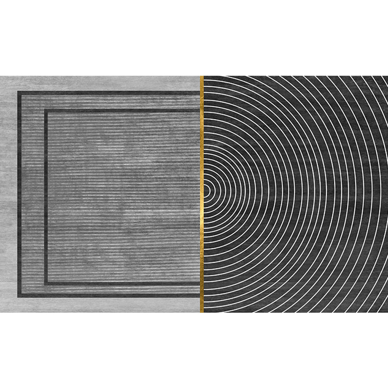 Black Geometry Pattern Rug with Stripe Polyester Modernist Area Rug Washable Anti-Slip Backing Rug for Study Clearhalo 'Area Rug' 'Modern' 'Rugs' Rug' 1870139