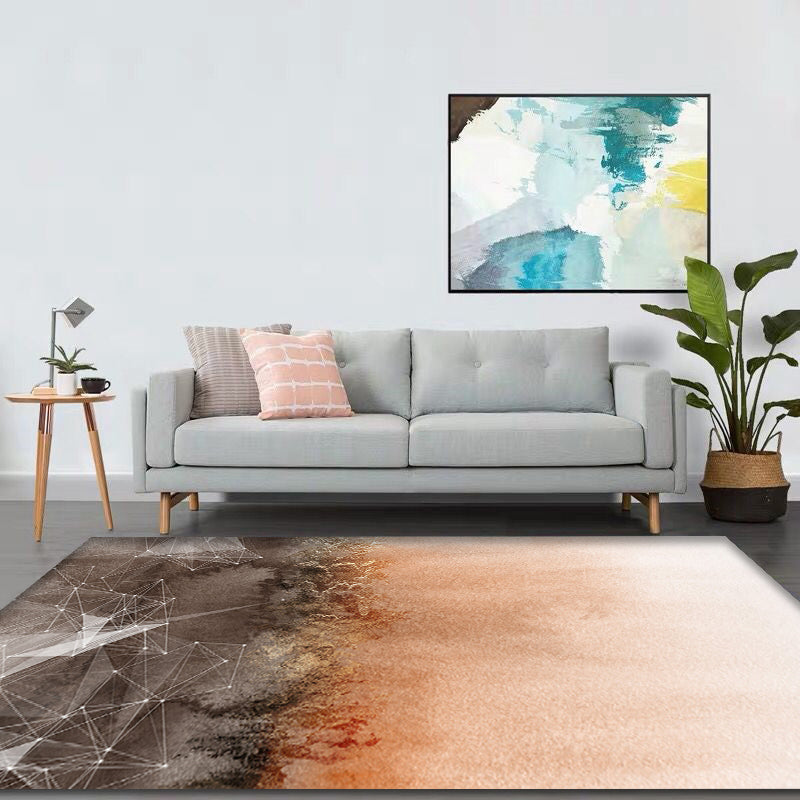 Modern Parlor Rug Orange Ombre and Geometric Pattern Area Rug Polyester Washable Non-Slip Pet Friendly Rug Orange Clearhalo 'Area Rug' 'Rug' 1870159