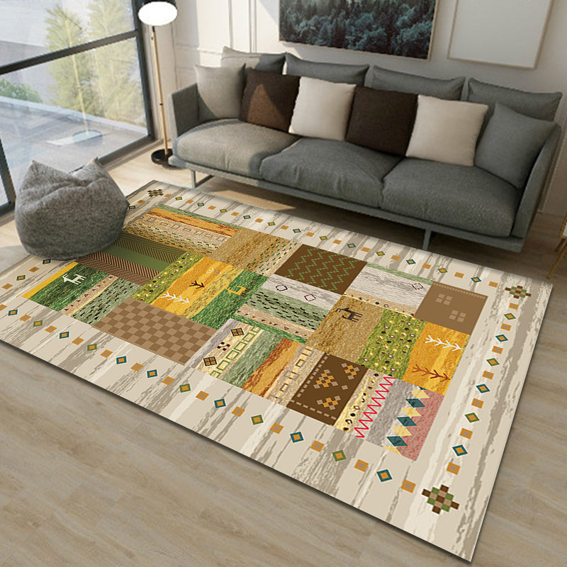 Brown and Green Southwestern Rug Polypropylene Tribal Rhombus Pattern Rug Pet Friendly Washable Non-Slip Rug for Decoration Brown Clearhalo 'Area Rug' 'Rugs' 'Southwestern' Rug' 1870177