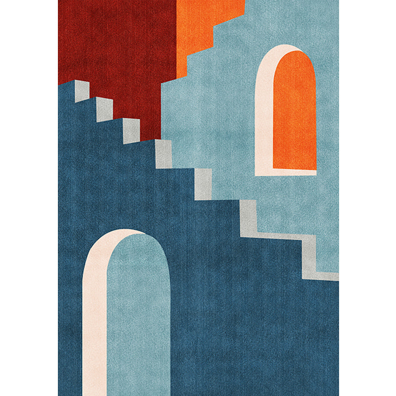 Blue Nordic Rug Polypropylene Door Pattern Rug Pet Friendly Washable Non-Slip Area Rug for Bedroom Clearhalo 'Area Rug' 'Rug' 1870195