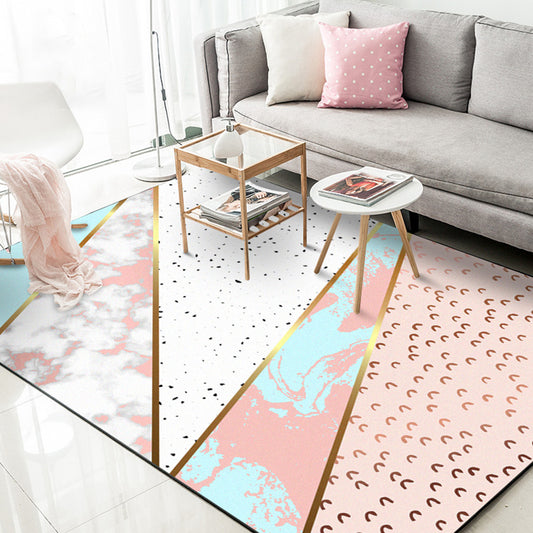 Decorative Geometric Pattern Rug with Spots Pink Nordic Rug Polyester Washable Non-Slip Carpet for Sitting Room Clearhalo 'Area Rug' 'Modern' 'Rugs' Rug' 1870210