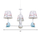 Blue Owl Suspension Light with Fabric Shade Cartoon Metal Chandelier for Nursing Room Clearhalo 'Ceiling Lights' 'Chandeliers' Lighting' options 187025