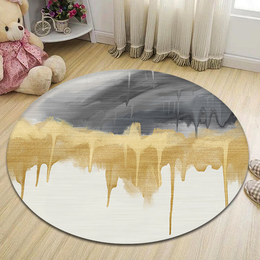 Multi Colored Novelty Rug Polyester Watercolor Pattern Rug Pet Friendly Washable Non-Slip Area Rug for Home Gold