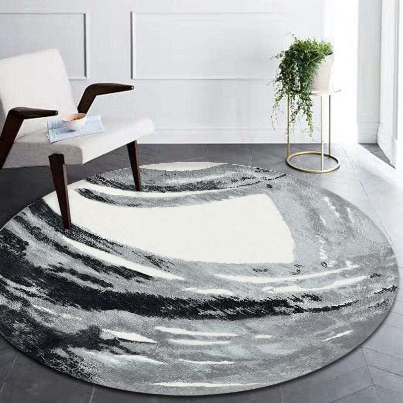 Multi Colored Novelty Rug Polyester Watercolor Pattern Rug Pet Friendly Washable Non-Slip Area Rug for Home Dark Gray Clearhalo 'Area Rug' 'Rug' 1870257