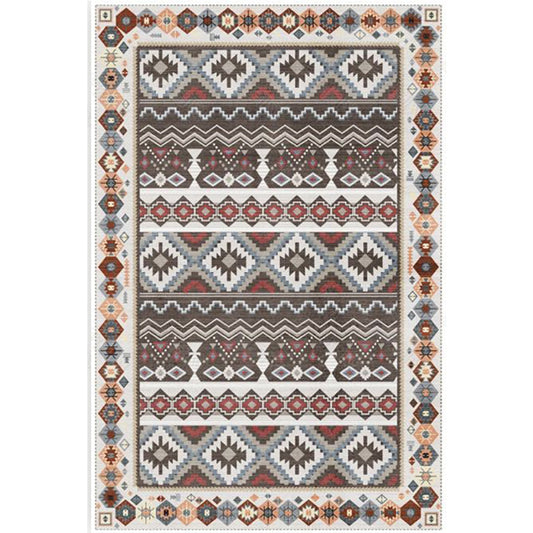 Red Tribal Pattern Rug Polyester Bohemian Rug Washable Anti-Slip Backing Area Rug for Decoration Clearhalo 'Area Rug' 'Bohemian' 'Rugs' Rug' 1870260