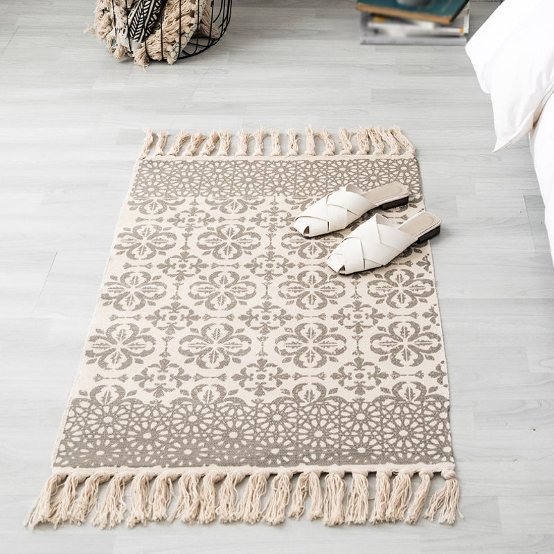 Vintage Tribal Pattern Rug Multicolor Bohemian Rug Cotton Pet Friendly Washable Non-Slip Area Rug for Bedroom Brown Clearhalo 'Area Rug' 'Bohemian' 'Rugs' Rug' 1870287