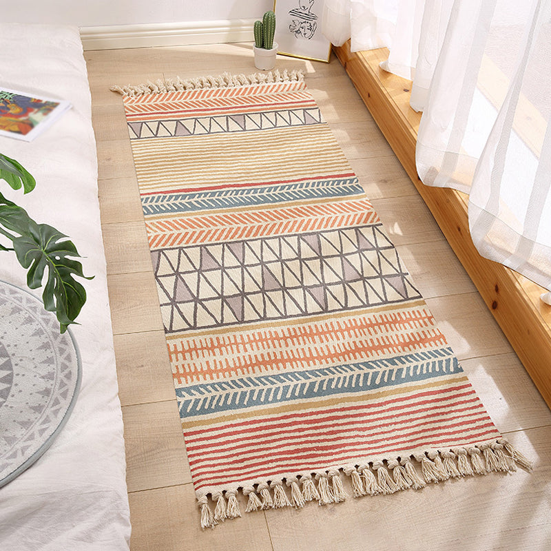 Vintage Tribal Pattern Rug Multicolor Bohemian Rug Cotton Pet Friendly Washable Non-Slip Area Rug for Bedroom Red Clearhalo 'Area Rug' 'Bohemian' 'Rugs' Rug' 1870288