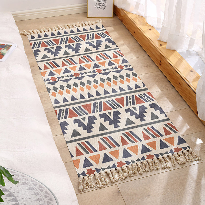 Vintage Tribal Pattern Rug Multicolor Bohemian Rug Cotton Pet Friendly Washable Non-Slip Area Rug for Bedroom Dark Blue Clearhalo 'Area Rug' 'Bohemian' 'Rugs' Rug' 1870289