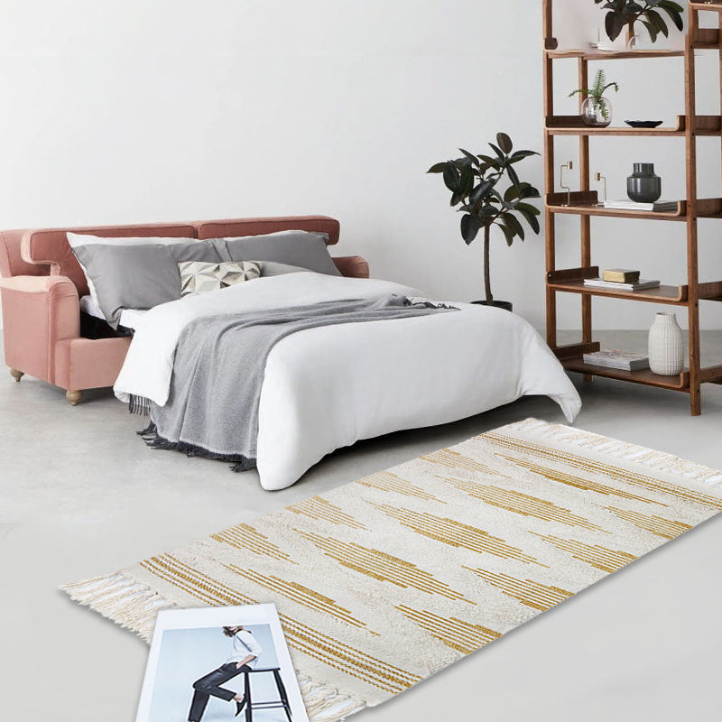 Yellow and Grey Bedroom Rug Southwestern Striped Pattern Rug Cotton Anti-Slip Backing Washable Area Rug Clearhalo 'Area Rug' 'Rugs' 'Southwestern' Rug' 1870292
