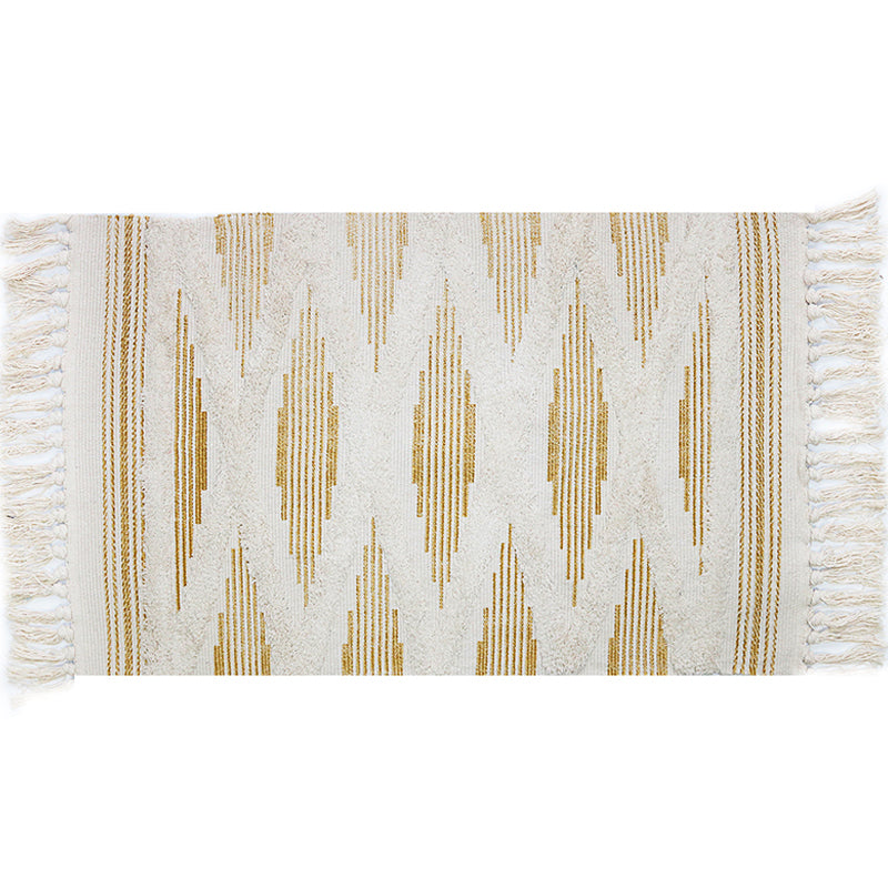 Yellow and Grey Bedroom Rug Southwestern Striped Pattern Rug Cotton Anti-Slip Backing Washable Area Rug Clearhalo 'Area Rug' 'Rugs' 'Southwestern' Rug' 1870293