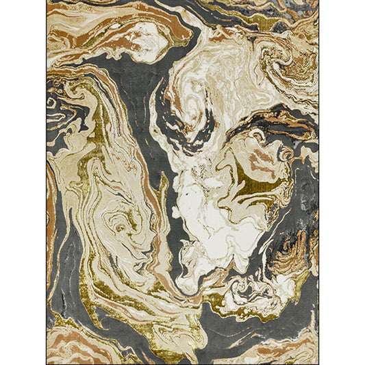 Gold Abstract Area Rug Polyester Contemporary Rug Washable Anti-Slip Backing Rug for Decoration Clearhalo 'Area Rug' 'Rug' 1870308