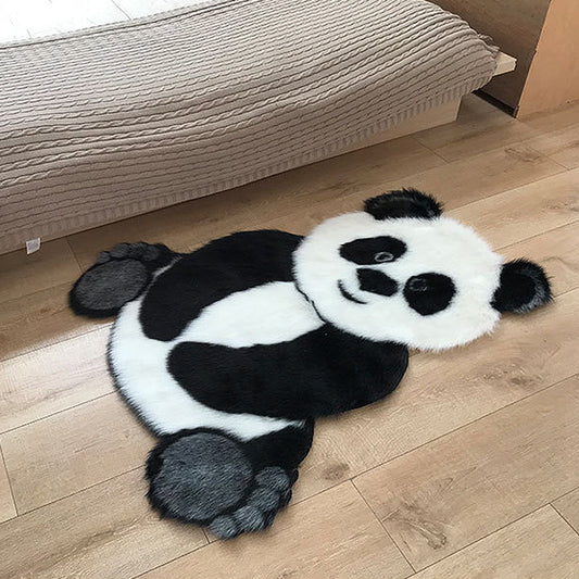 Modernism Panda Pattern Rug Black and White Polyester Rug Non-Slip Pet Friendly Washable Carpet for Living Room Clearhalo 'Area Rug' 'Casual' 'Rugs' Rug' 1870342