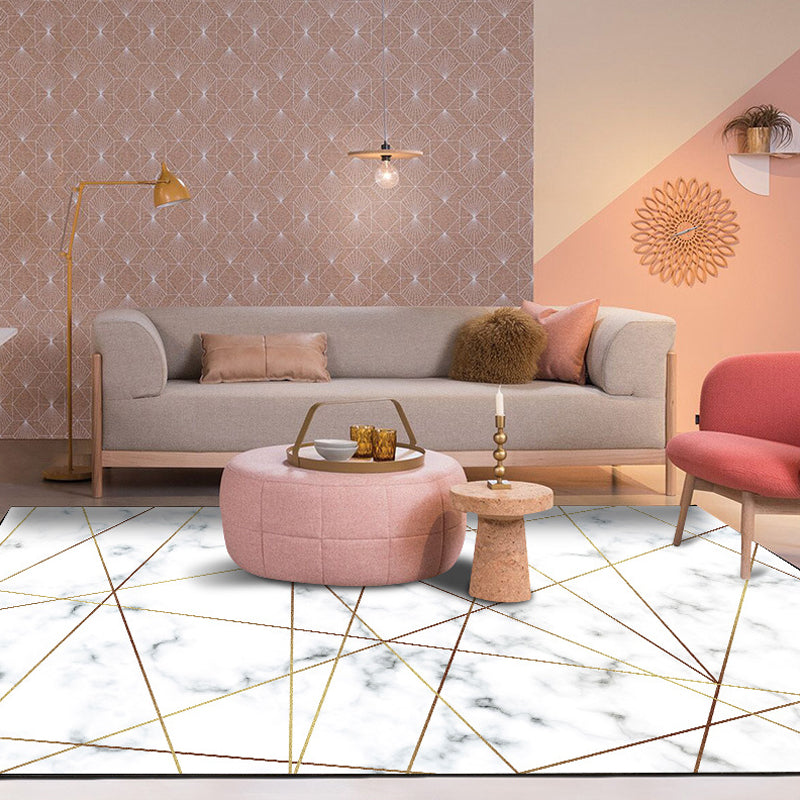 Multi Color Geometric Area Rug with Marble Surface Polypropylene Modern Rug Anti-Slip Backing Rug for Decoration White Clearhalo 'Area Rug' 'Modern' 'Rugs' Rug' 1870344