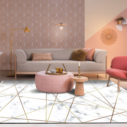 Multi Color Geometric Area Rug with Marble Surface Polypropylene Modern Rug Anti-Slip Backing Rug for Decoration White Clearhalo 'Area Rug' 'Modern' 'Rugs' Rug' 1870344