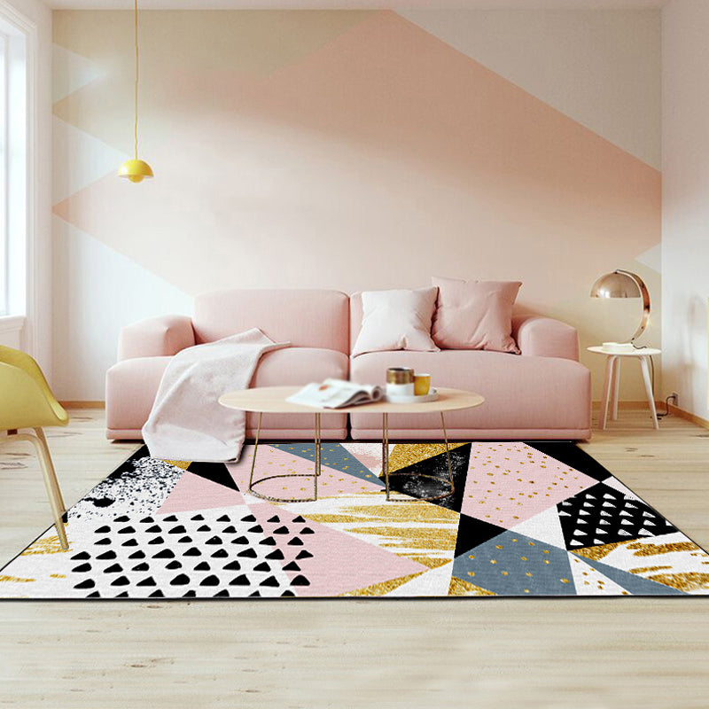 Multi Color Geometric Area Rug with Marble Surface Polypropylene Modern Rug Anti-Slip Backing Rug for Decoration Pink Clearhalo 'Area Rug' 'Modern' 'Rugs' Rug' 1870353