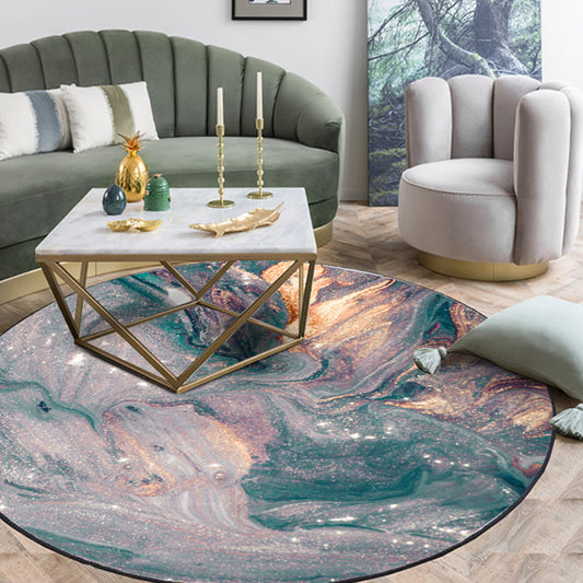Green Watercolor Pattern Area Rug Polyester Modernism Rug Washable Anti-Slip Backing Rug for Decoration