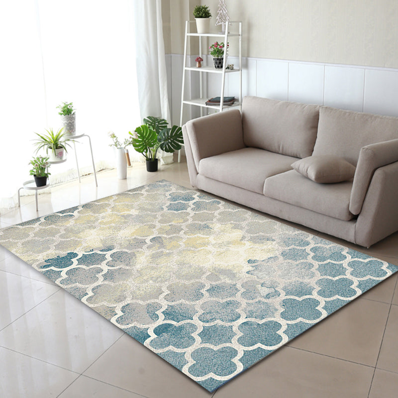 Multi Color Modern Rug Polypropylene Geometry Pattern Rug Pet Friendly Washable Non-Slip Area Rug for Drawing Room Turquoise Clearhalo 'Area Rug' 'Rug' 1870368