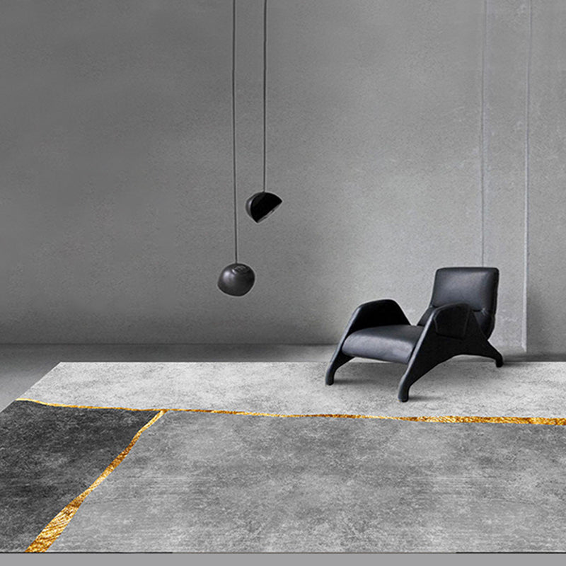 Modern Bedroom Rug Grey Abstract Swirl Stripe Pattern Rug Polyester Washable Non-Slip Pet Friendly Carpet Smoke Gray Clearhalo 'Area Rug' 'Modern' 'Rugs' Rug' 1870393