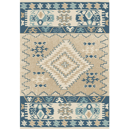 Brown and Blue Bohemian Rug Synthetics Tribal Rhombus Pattern Rug Pet Friendly Washable Non-Slip Area Rug for Decoration Clearhalo 'Area Rug' 'Rugs' 'Southwestern' Rug' 1870411