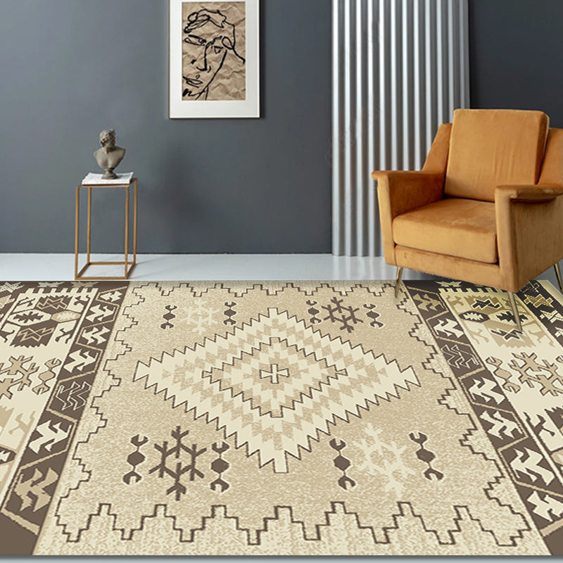Brown and Blue Bohemian Rug Synthetics Tribal Rhombus Pattern Rug Pet Friendly Washable Non-Slip Area Rug for Decoration Clearhalo 'Area Rug' 'Rugs' 'Southwestern' Rug' 1870417