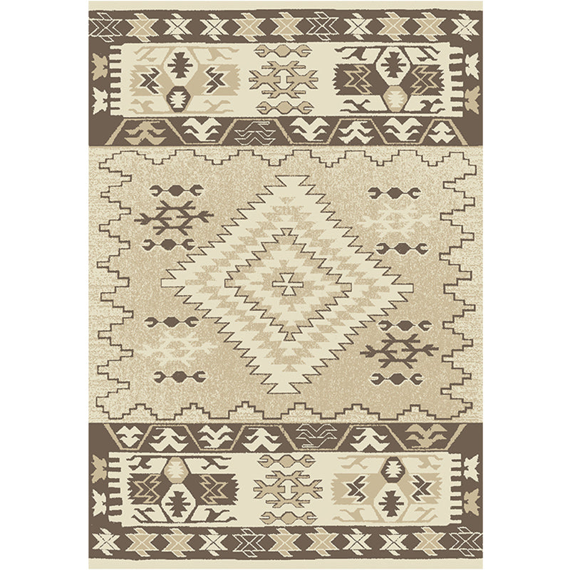 Brown and Blue Bohemian Rug Synthetics Tribal Rhombus Pattern Rug Pet Friendly Washable Non-Slip Area Rug for Decoration Clearhalo 'Area Rug' 'Rugs' 'Southwestern' Rug' 1870418