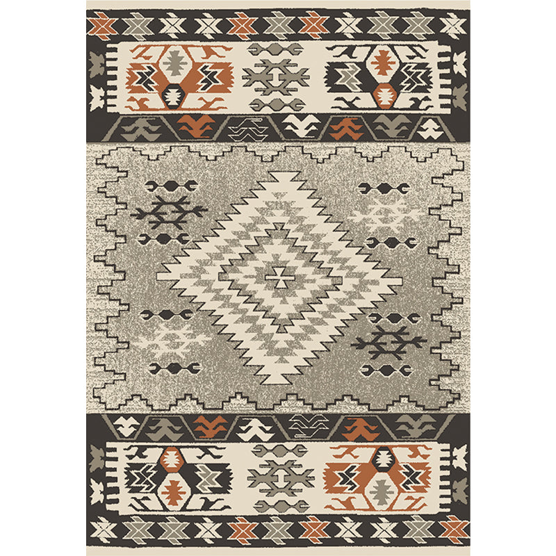 Brown and Blue Bohemian Rug Synthetics Tribal Rhombus Pattern Rug Pet Friendly Washable Non-Slip Area Rug for Decoration Clearhalo 'Area Rug' 'Rugs' 'Southwestern' Rug' 1870421