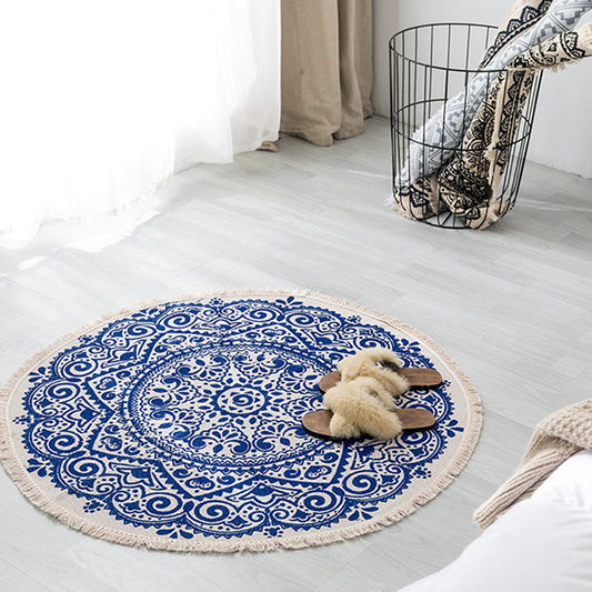 Moroccan Tribal Flower Pattern Rug Multicolor Cotton Rug Non-Slip Pet Friendly Washable Area Rug for Bedroom Clearhalo 'Area Rug' 'Moroccan' 'Rugs' Rug' 1870428