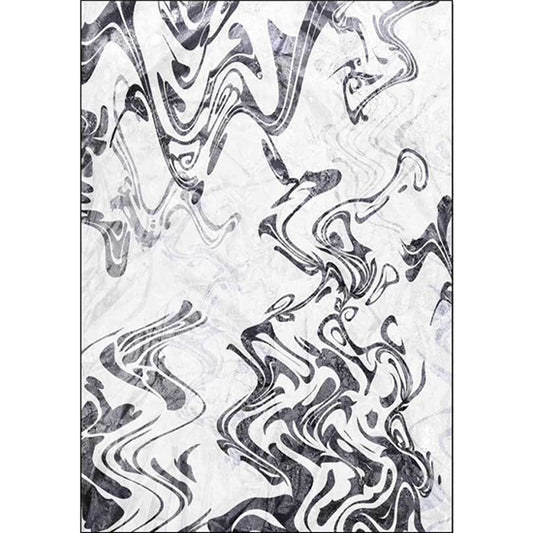 Black and White Study Rug Modernism Abstract Rug Polyester Machine Washable Non-Slip Backing Carpet