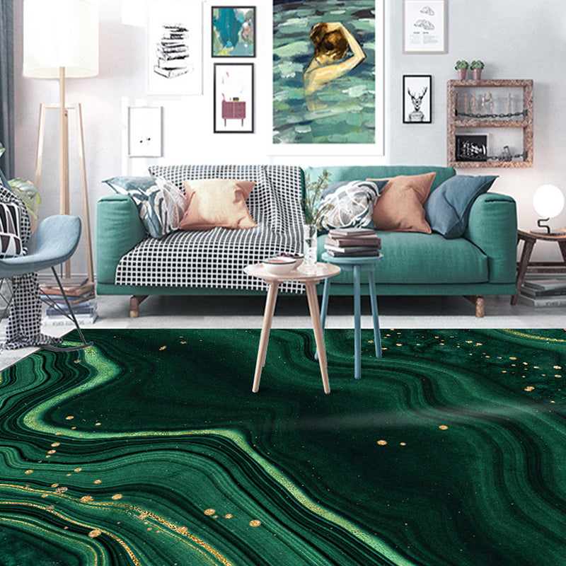 Green Abstract Rug Polyester Modern Rug Washable Non-Slip Pet Friendly Carpet for Living Room Clearhalo 'Area Rug' 'Modern' 'Rugs' Rug' 1870451