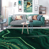 Green Abstract Rug Polyester Modern Rug Washable Non-Slip Pet Friendly Carpet for Living Room