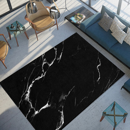 Contemporary Abstract Rug Black and White Synthetics Carpet Anti-Slip Pet Friendly Washable Rug for Decoration Black 2'11" x 3'11" Clearhalo 'Area Rug' 'Rug' 1870462