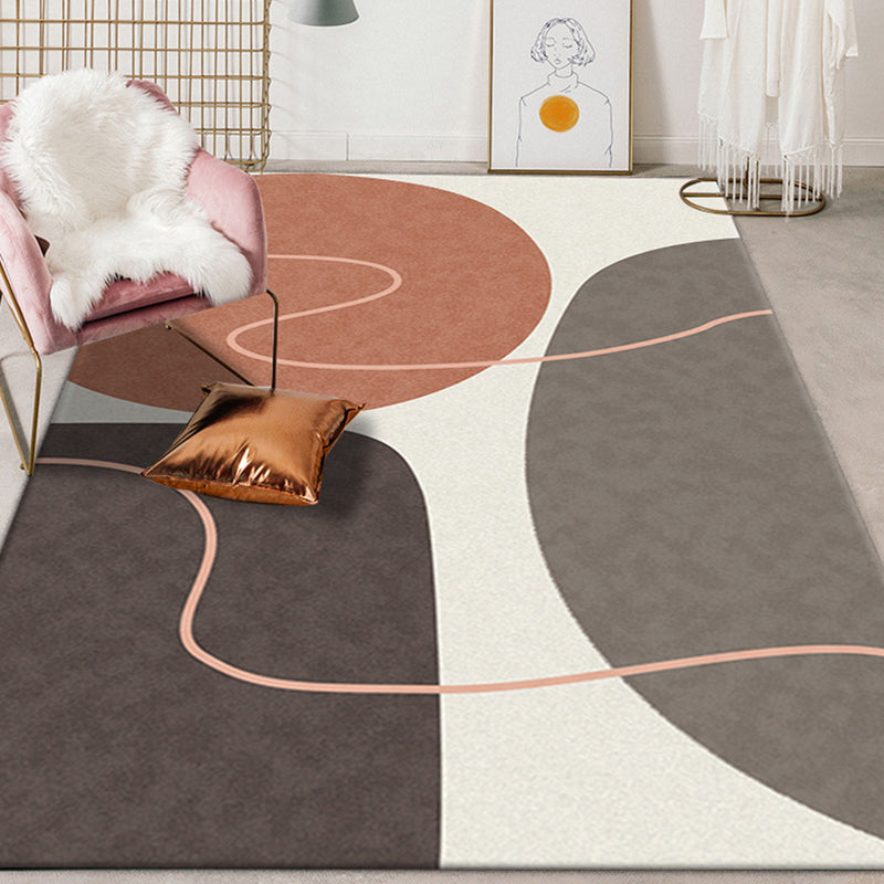 Multicolor Colorblock Rug Polyester Modernist Area Rug Washable Anti-Slip Backing Rug for Bedroom Brown Clearhalo 'Area Rug' 'Rug' 1870496