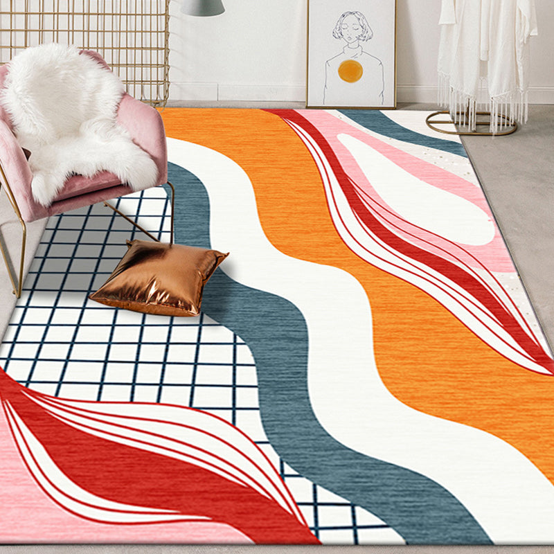 Multicolor Colorblock Rug Polyester Modernist Area Rug Washable Anti-Slip Backing Rug for Bedroom Yellow-Red Clearhalo 'Area Rug' 'Rug' 1870497
