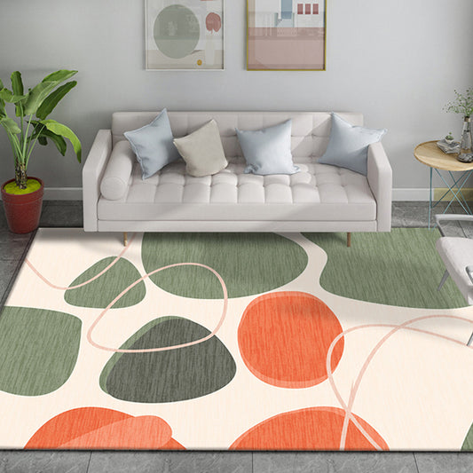 Multicolor Colorblock Rug Polyester Modernist Area Rug Washable Anti-Slip Backing Rug for Bedroom Green