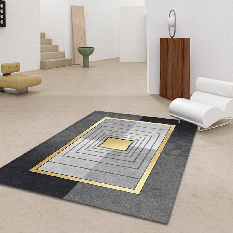 Grey and Camel Modern Rug Polyester Geometric and Stripe Pattern Rug Pet Friendly Washable Non-Slip Area Rug for Drawing Room Clearhalo 'Area Rug' 'Modern' 'Rugs' Rug' 1870557