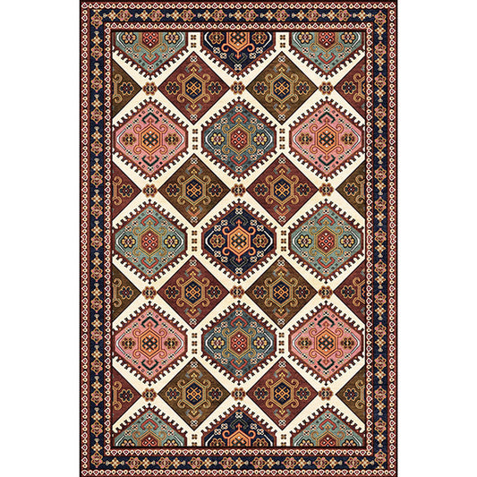 Moroccan Home Rug Brown Tribal Geometrical Pattern Rug Polyester Washable Non-Slip Pet Friendly Area Rug Clearhalo 'Area Rug' 'Moroccan' 'Rugs' Rug' 1870580