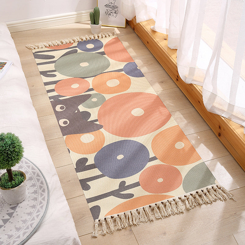 Multicolor Floral Pattern Rug Cotton Modern Rug Pet Friendly Washable Non-Slip Area Rug for Living Room Light Orange Clearhalo 'Area Rug' 'Rug' 1870590