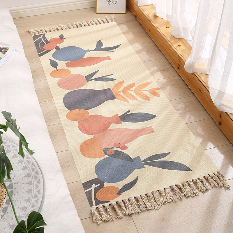 Multicolor Floral Pattern Rug Cotton Modern Rug Pet Friendly Washable Non-Slip Area Rug for Living Room Yellow-Red Clearhalo 'Area Rug' 'Rug' 1870591