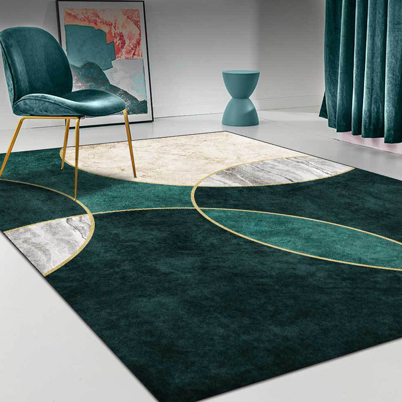 Green Contemporary Rug Polypropylene Circles Pattern Rug Pet Friendly Washable Non-Slip Area Rug for Parlor Clearhalo 'Area Rug' 'Modern' 'Rugs' Rug' 1870602