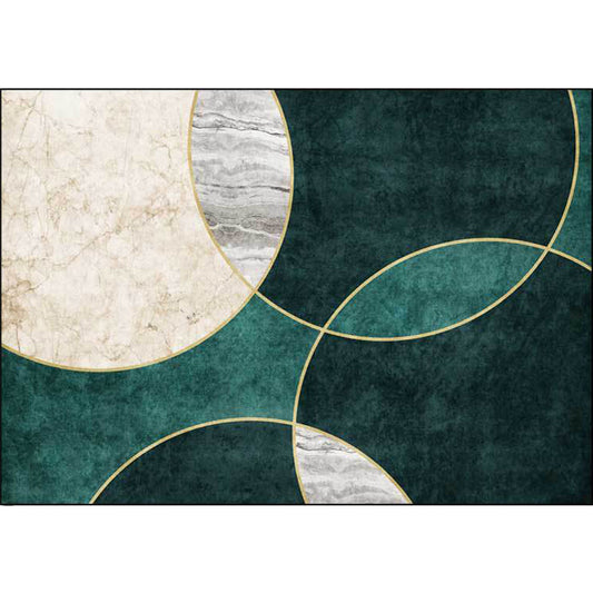 Green Contemporary Rug Polypropylene Circles Pattern Rug Pet Friendly Washable Non-Slip Area Rug for Parlor Clearhalo 'Area Rug' 'Modern' 'Rugs' Rug' 1870603