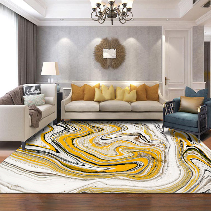 Modernism Watercolor Pattern Rug Yellow Polyester Rug Non-Slip Pet Friendly Washable Carpet for Living Room Yellow Clearhalo 'Area Rug' 'Modern' 'Rugs' Rug' 1870610