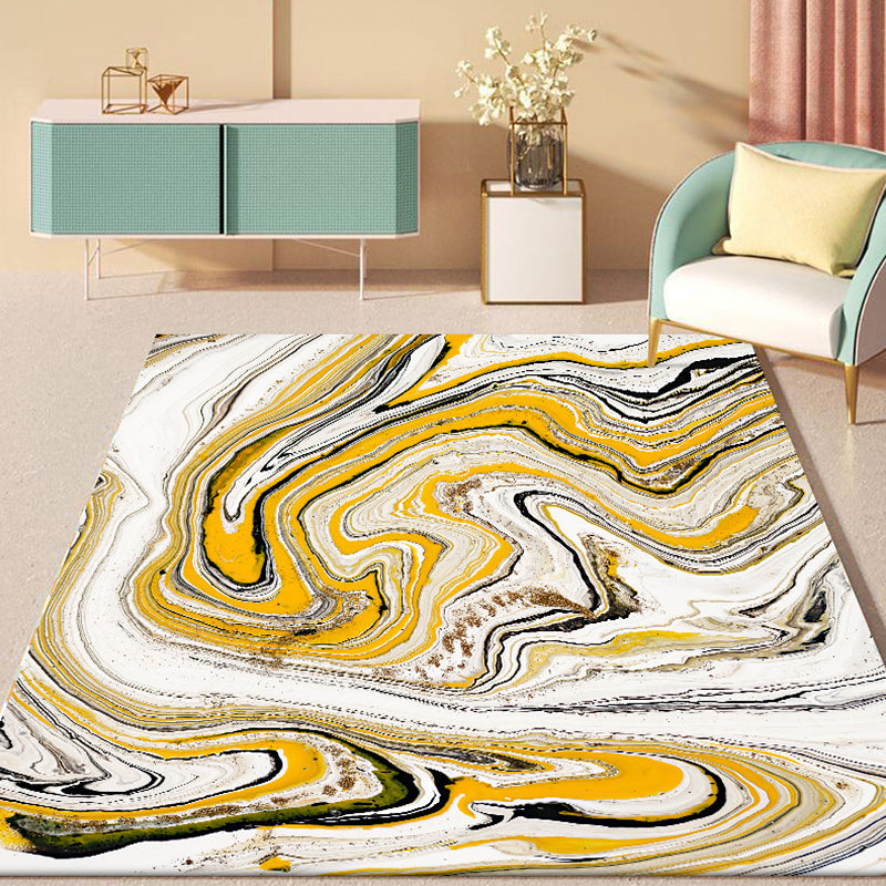 Modernism Watercolor Pattern Rug Yellow Polyester Rug Non-Slip Pet Friendly Washable Carpet for Living Room Clearhalo 'Area Rug' 'Modern' 'Rugs' Rug' 1870611