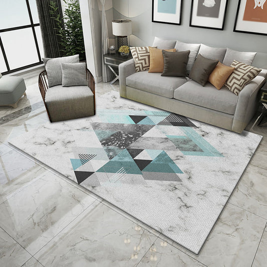 Multi Color Parlor Rug Modernism Marble Surface and Geometry Pattern Rug Polyester Machine Washable Non-Slip Carpet Blue Clearhalo 'Area Rug' 'Modern' 'Rugs' Rug' 1870618